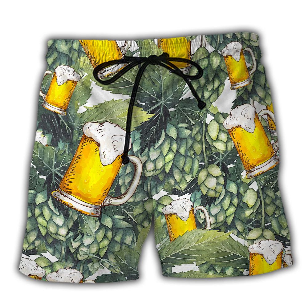 Beer Craft Beer And Hops Trendy Aloha Hawaiian Beach Shorts