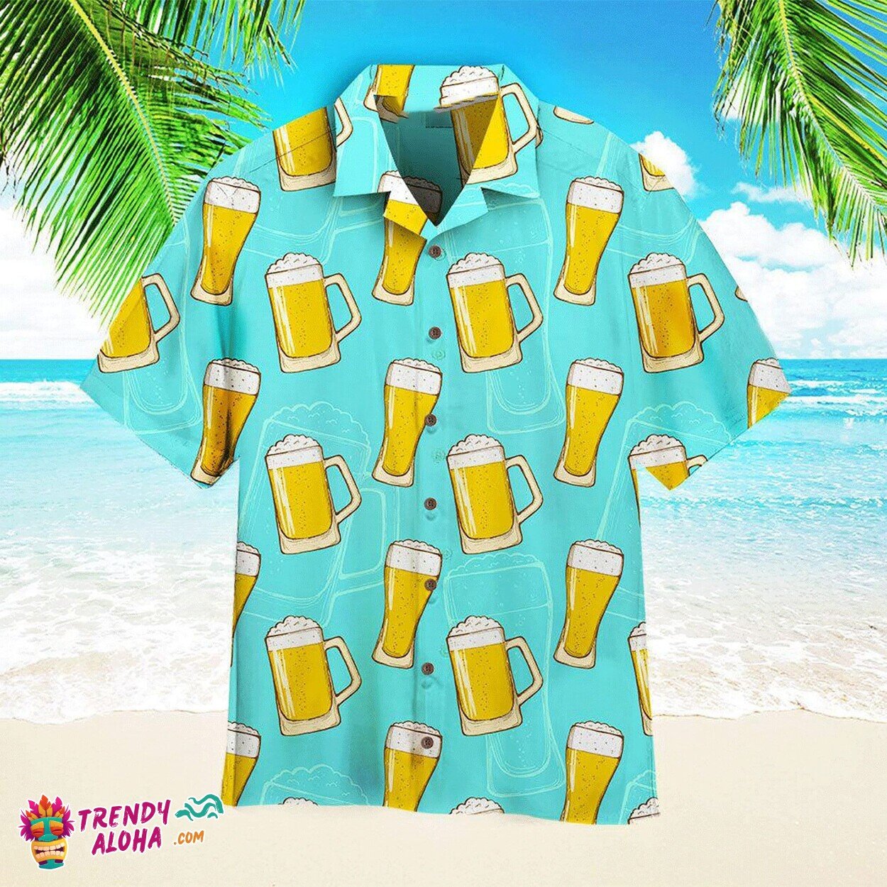 Beer Day Oktoberfest Tropical Blue Hawaiian Casual Celebration Shirt