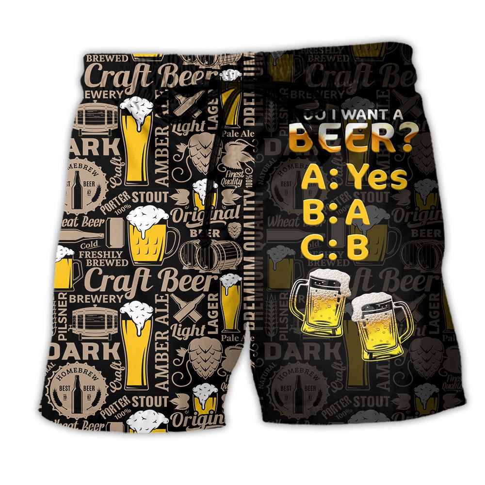 Beer Do I Want A Beer Trendy Aloha Hawaiian Beach Shorts
