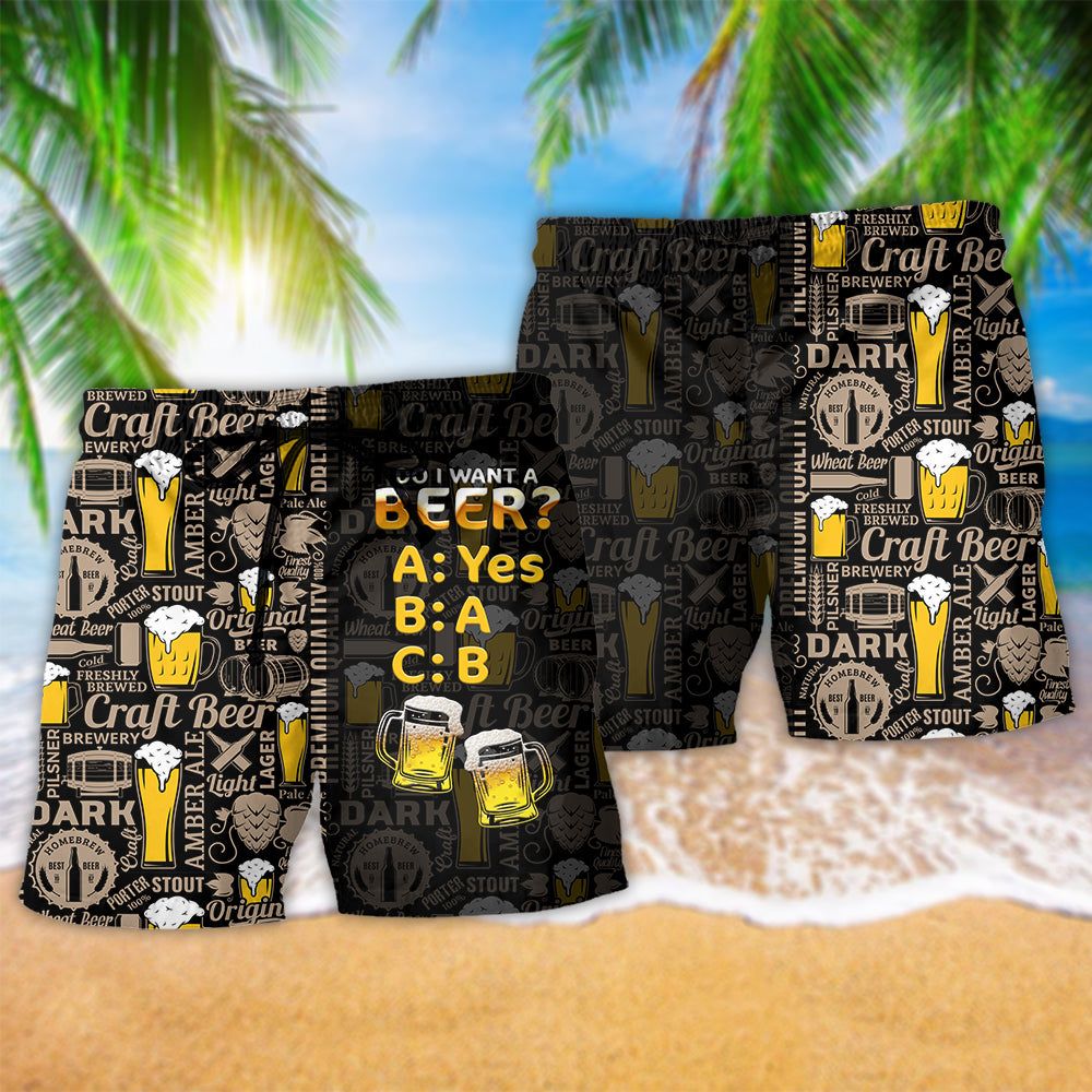 Beer Do I Want A Beer Trendy Aloha Hawaiian Beach Shorts