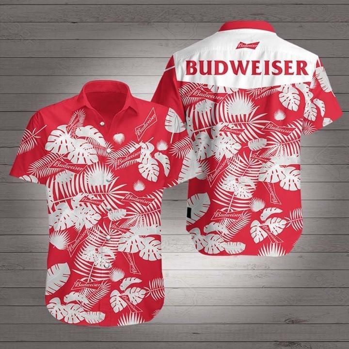Beer Hawaii Shirt Budweiser Logo Tropical Red White Hawaiian Aloha Shirt