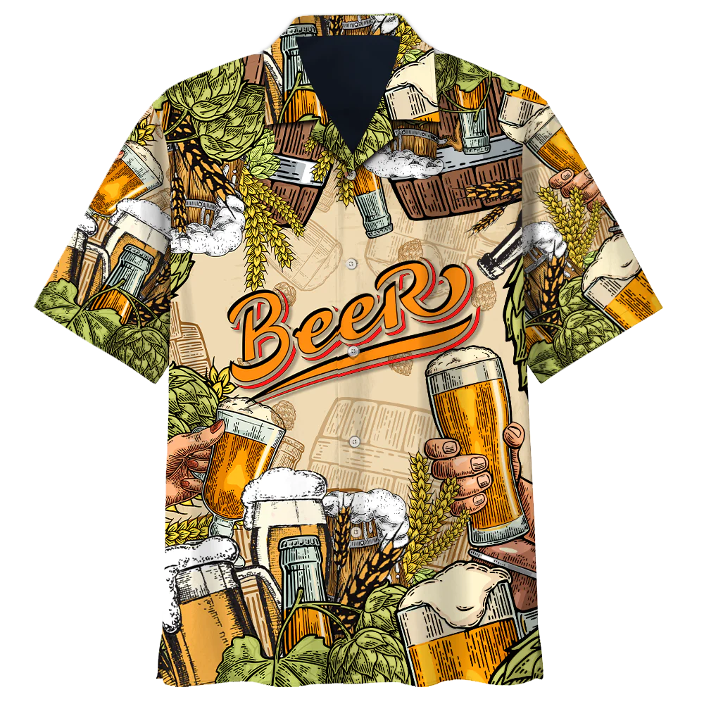 Beer Hawaiian Shirt Beer Cups With Oats Aloha Shirt Beer Hawaii Shirt