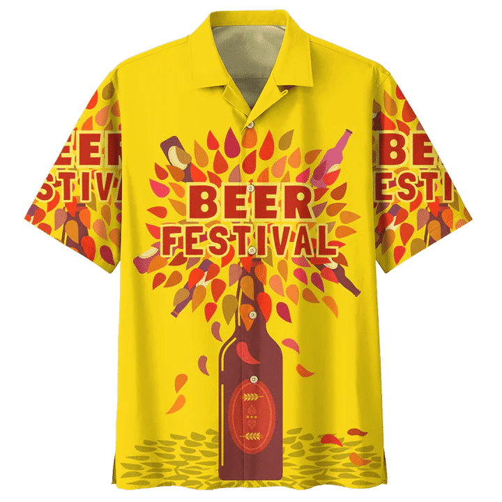 Beer Hawaiian Shirt Beer Festival Yellow Aloha Shirt Beer Hawaii Shirt