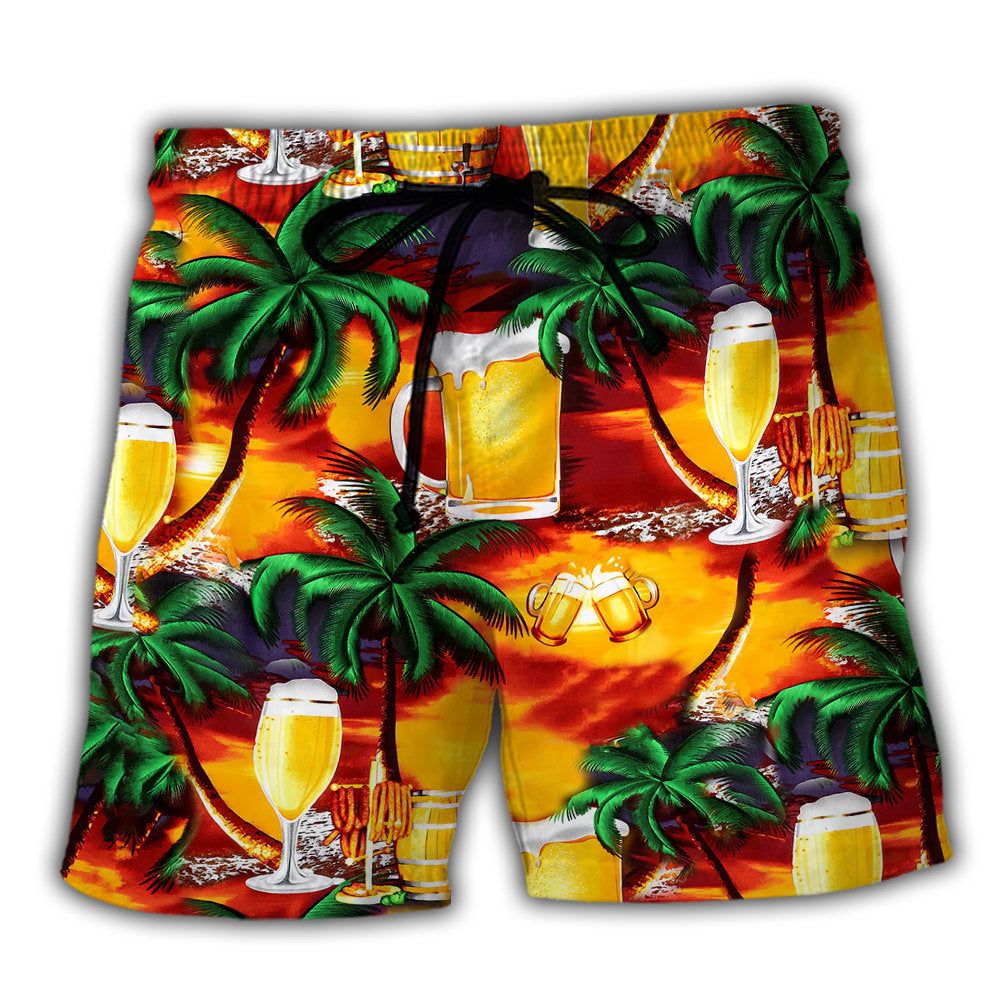 Beer In Paradise Tropical Trendy Aloha Hawaiian Beach Shorts Beer In Paradise Tropical Trendy Aloha Hawaiian Beach Shorts