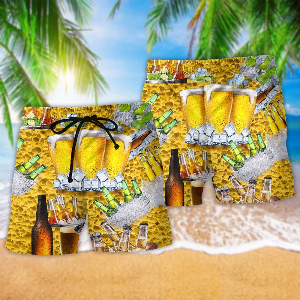 Beer Is Brewtiful Style Trendy Aloha Hawaiian Beach Shorts