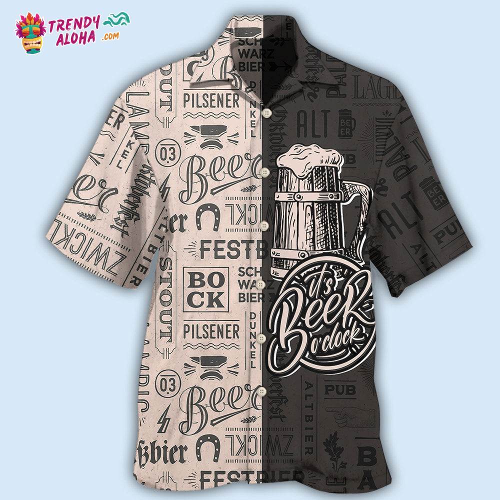 Beer It’S Beer O’Clock Classic Style Hawaiian Shirt – Trendy Aloha