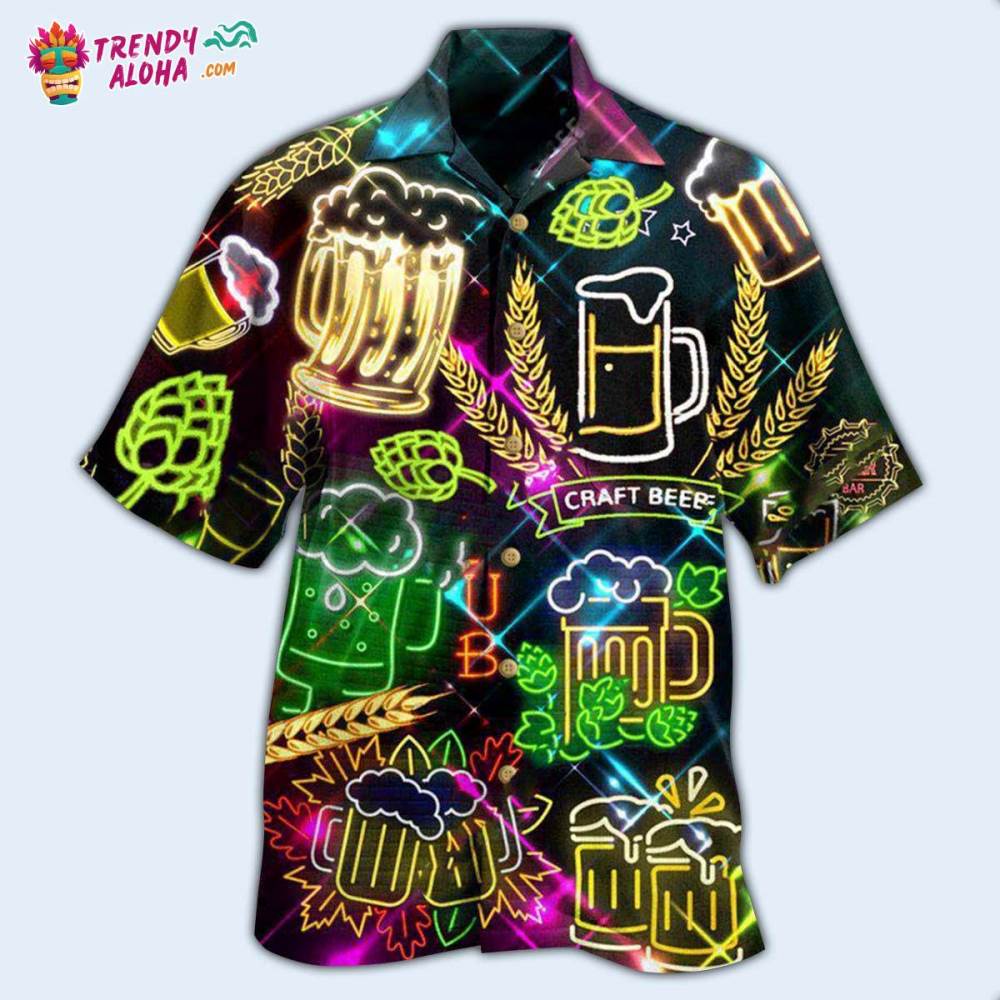 Beer It’S Beer O’Clock Neon Style Hawaiian Shirt – Trendy Aloha