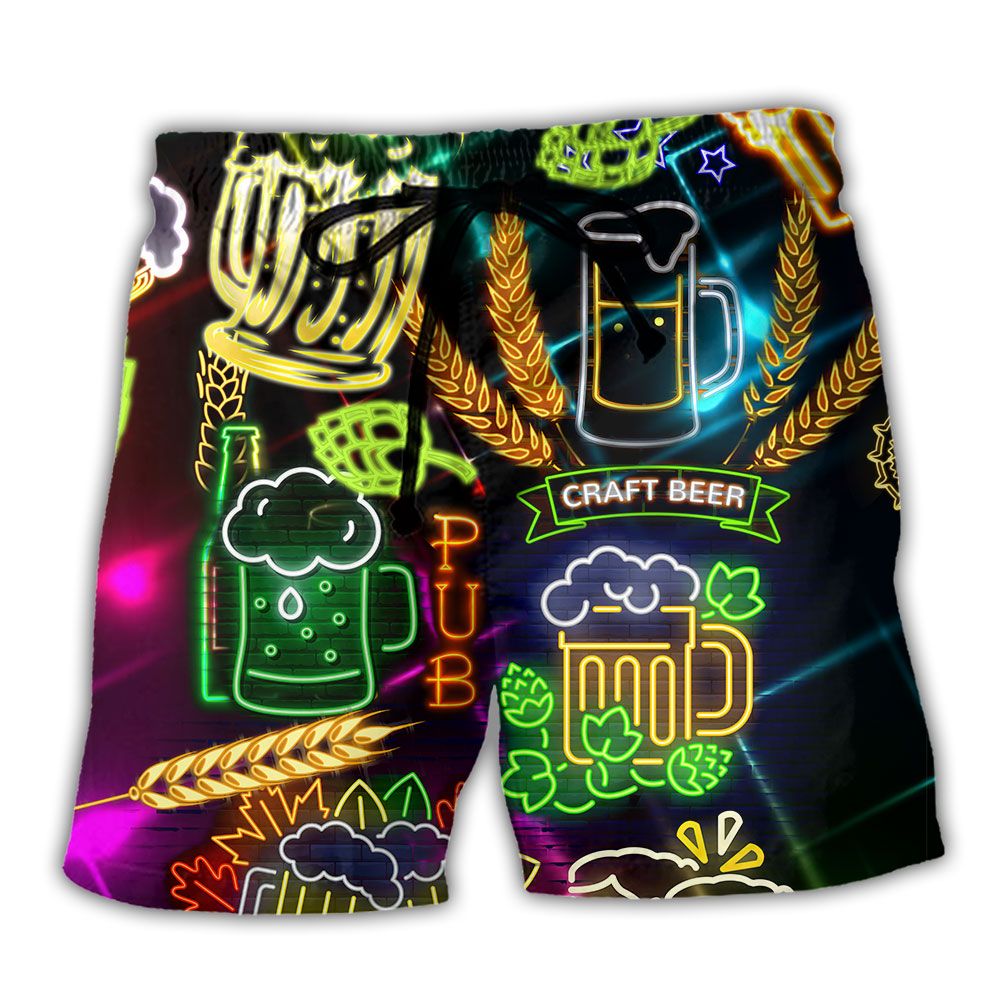 Beer It’s Beer O’Clock Stunning Trendy Aloha Hawaiian Beach Shorts