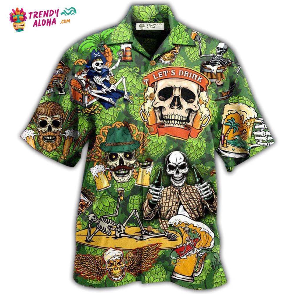 Beer It’S Beer Time Skull Hawaiian Shirt – Trendy Aloha