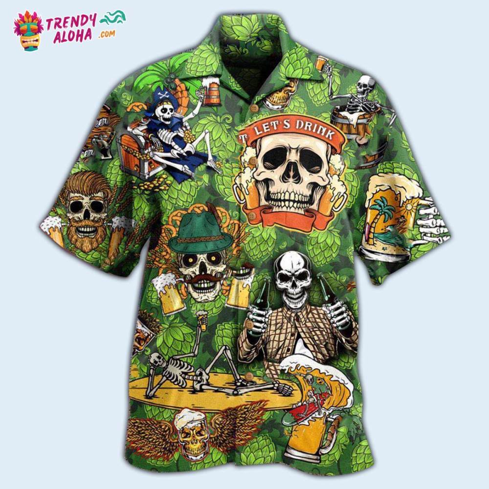 Beer It’S Beer Time Skull Hawaiian Shirt – Trendy Aloha