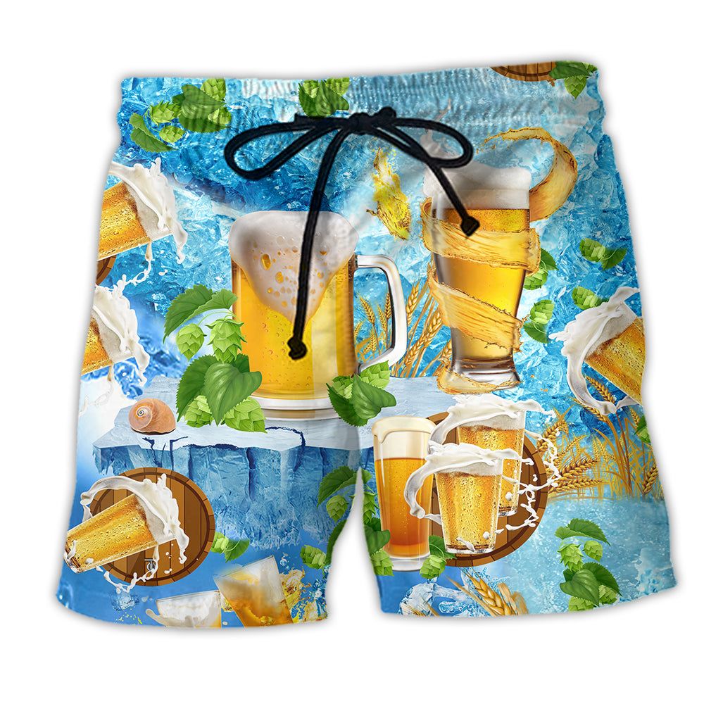Beer Make Everyone Happy Trendy Aloha Hawaiian Beach Shorts