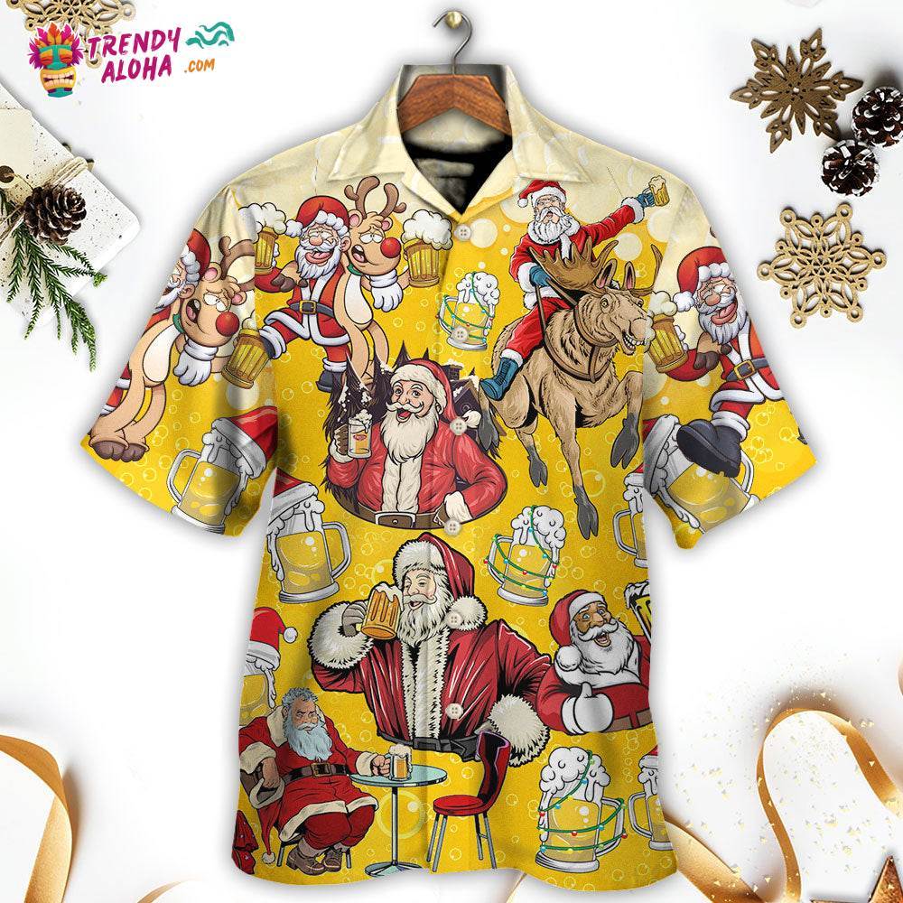Beer Santa Funny Christmas Merry Xmas Hawaiian Shirt – Trendy Aloha