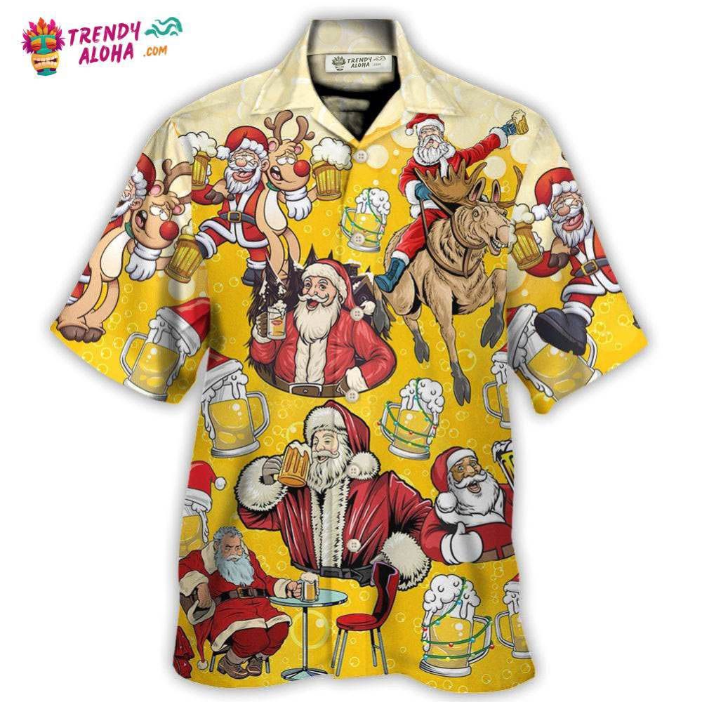 Beer Santa Funny Christmas Merry Xmas Hawaiian Shirt – Trendy Aloha Beer Santa Funny Christmas Merry Xmas Hawaiian Shirt – Trendy Aloha