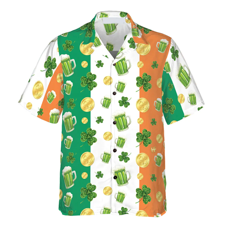 Beer Shamrock And Coin St Patrick’s Day Trendy Hawaiian Shirt