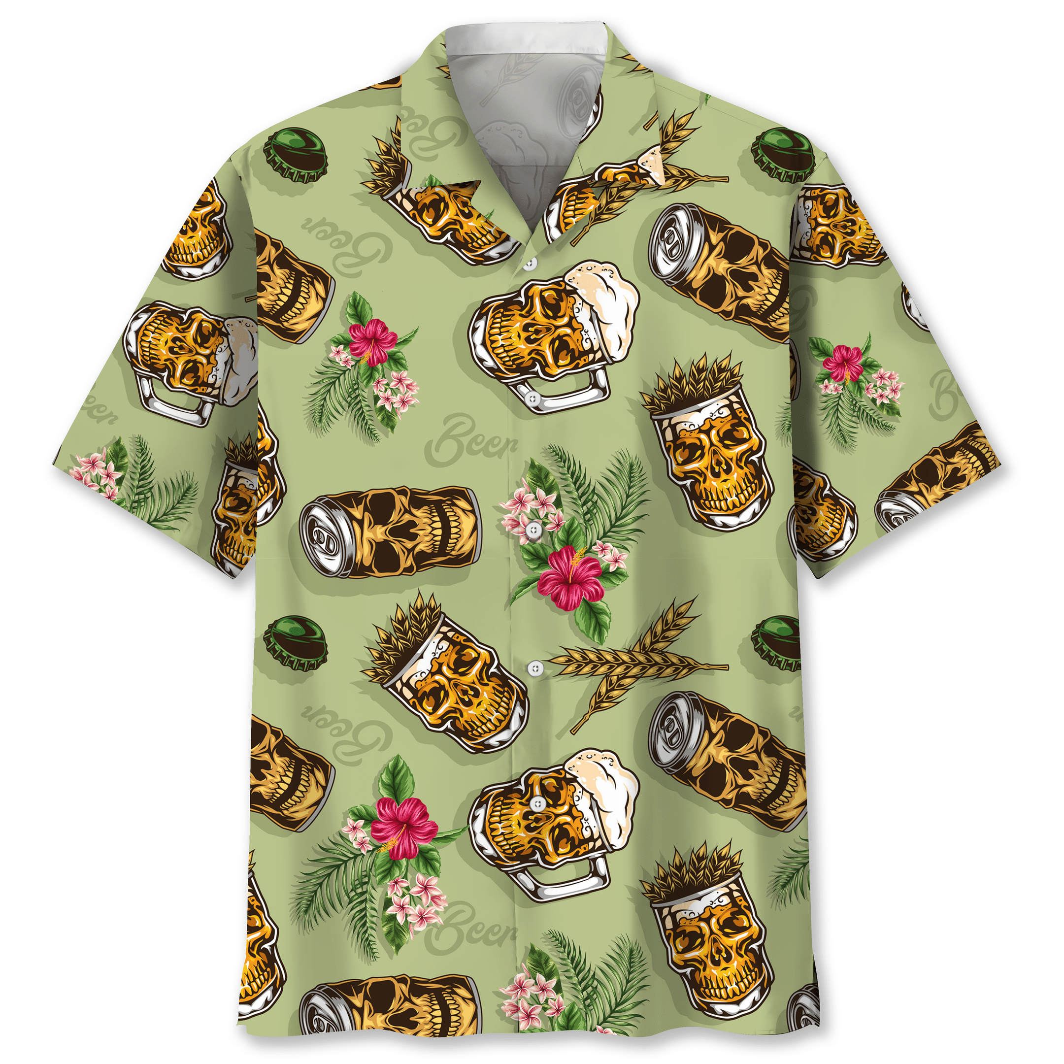 Beer Skull Trendy Hawaiian Shirt