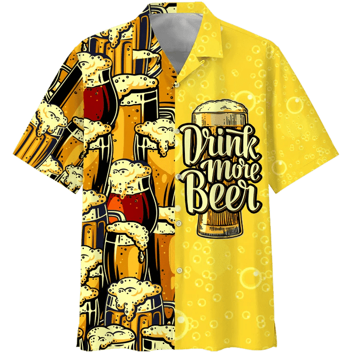 Beer Summer Trendy Hawaiian Shirt, Drink More Beer Watercolor Trendy Hawaiian Shirt, Hawaii Shirts Mens