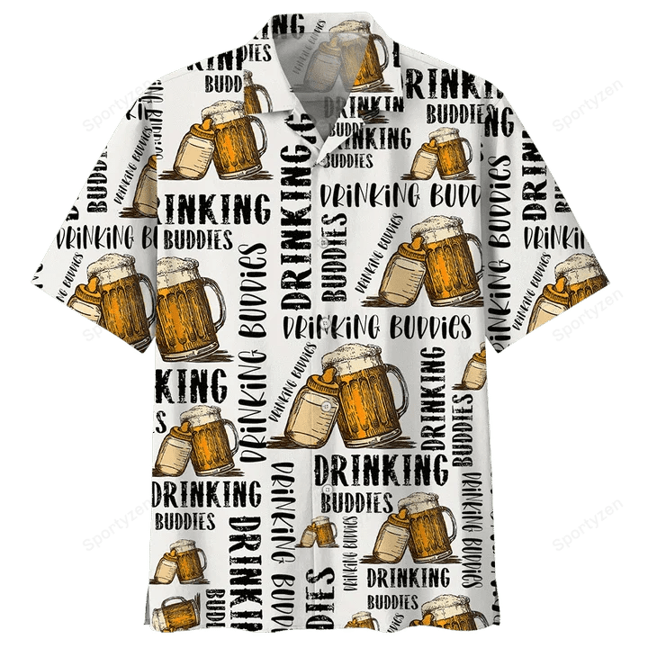Beer Trendy Hawaiian Shirt Beer Drinking Buddies White Trendy Hawaiian Shirt Beer Aloha Shirt