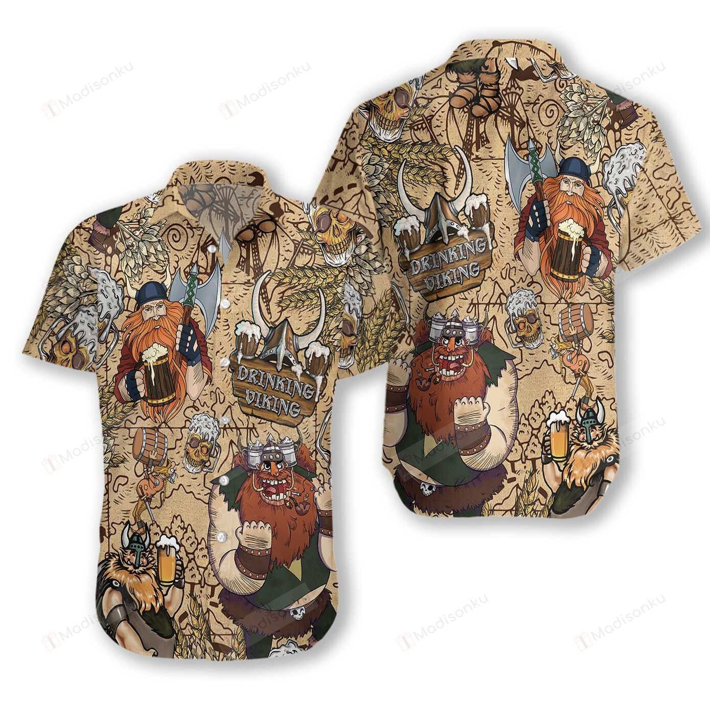 Beer Trendy Hawaiian Shirt Beer Drinking Viking Aloha Shirt Beer Hawaii