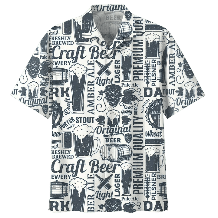 Beer Trendy Hawaiian Shirt Craft Beer Original Beer Black White Aloha