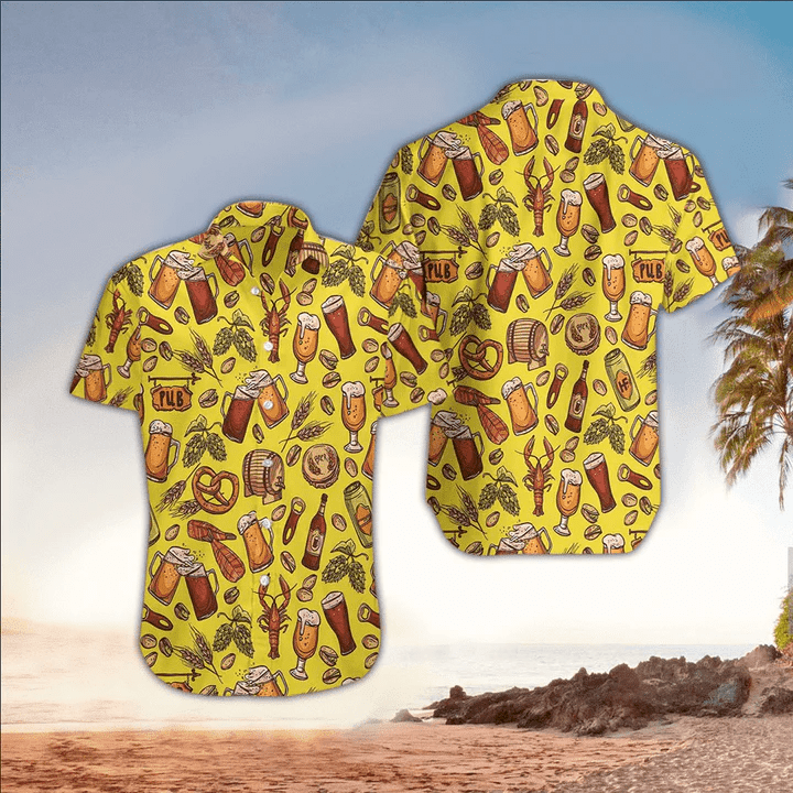 Beer Trendy Hawaiian Shirt For Men, Beer Shirt, Beer Day Gift, Gift For Beer Lover