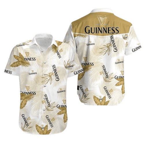 Beer Trendy Hawaiian Shirt Guinness Beer Yellow White Hawaii Aloha Shirt Beer Hawaii Shirt