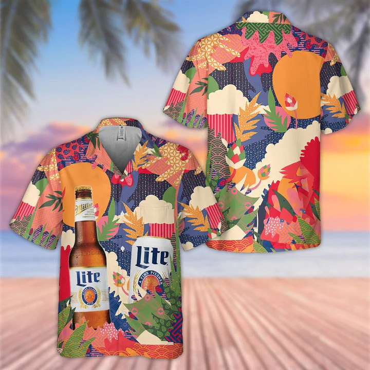 Beer Trendy Hawaiian Shirt Miller Lite Beer Colorful Hawaii Aloha Shirt