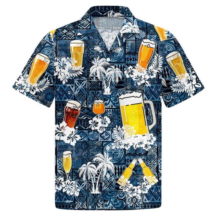 Beer Trendy Hawaiian Shirt Style Blue Drinking Shirt Beer Lover Gift, Aloha Beach Shirt