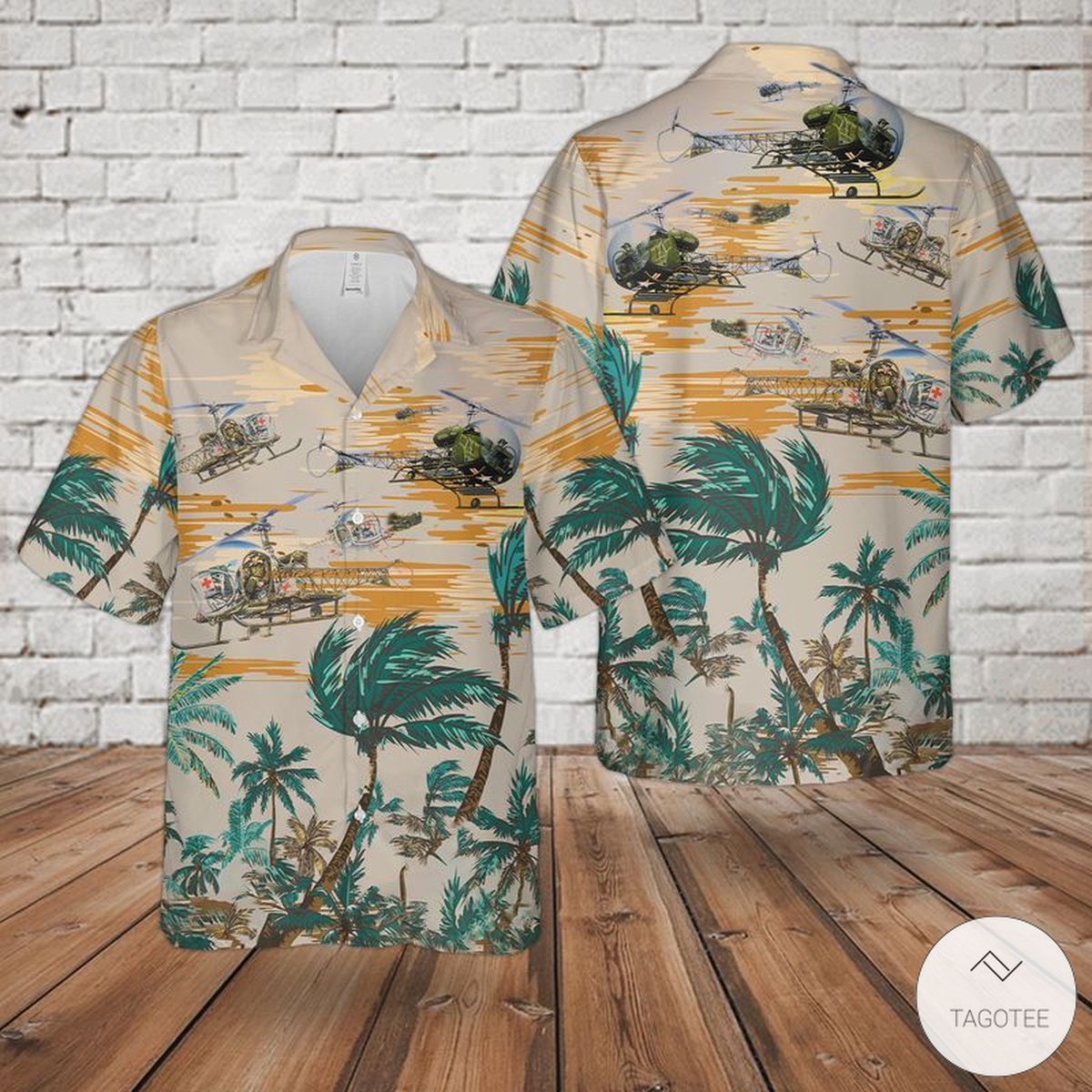 Bell Sioux Army Helicopter Design Hawaiian Shirt Tropical Elegance Style