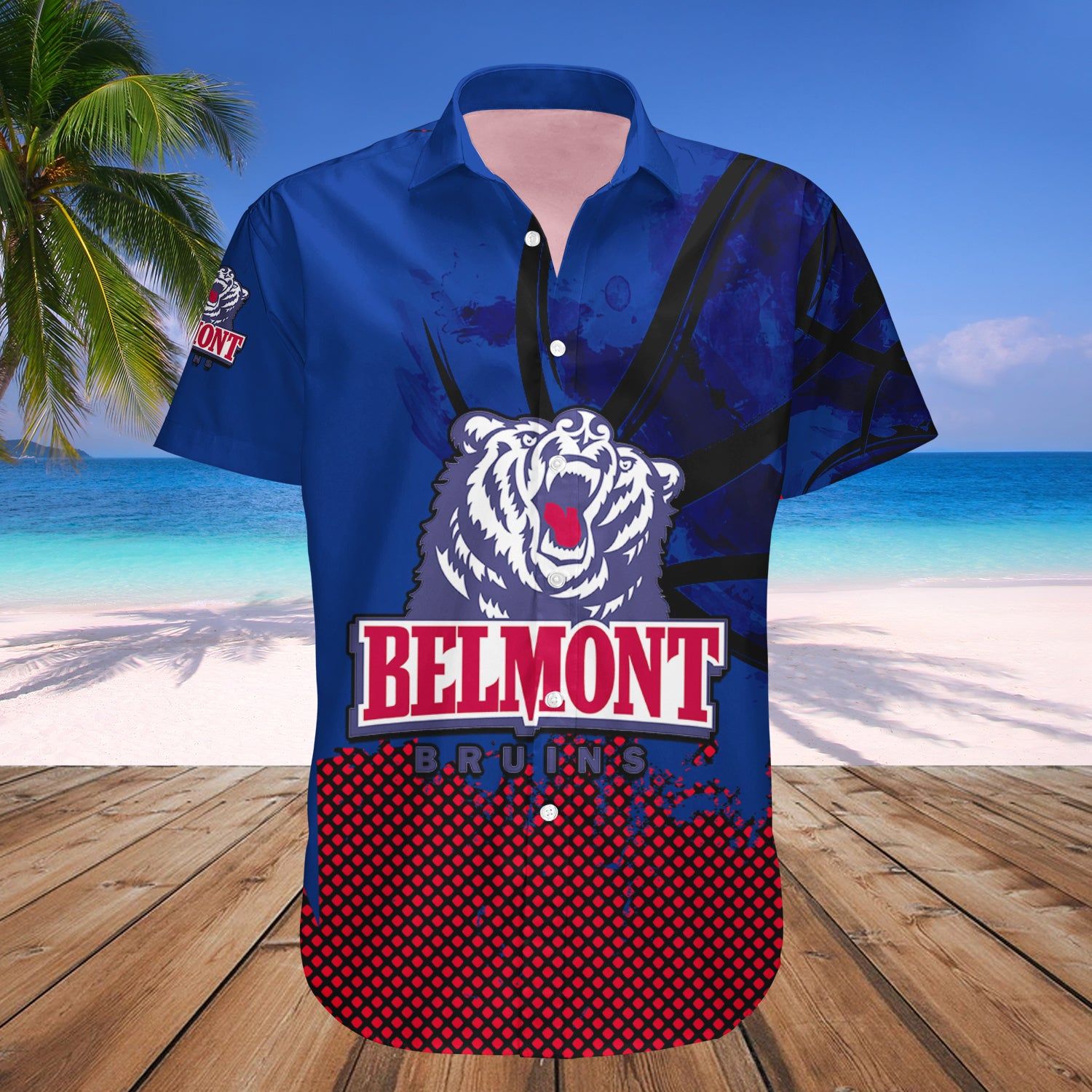 Belmont Bruins Hawaii Shirt Basketball Net Grunge Pattern – NCAA