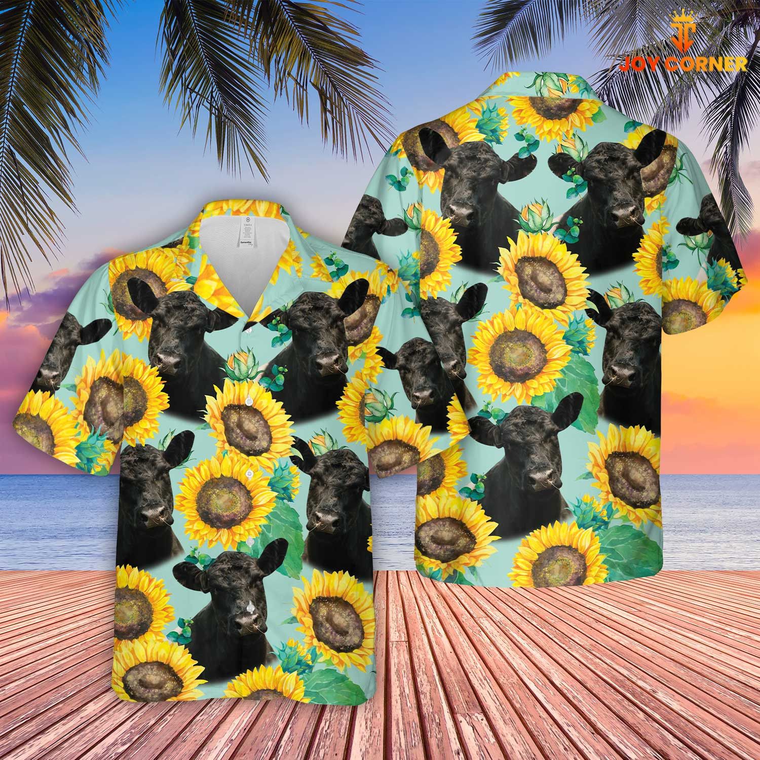 Belted Galloway Floral Sunflower Farm 3D Hawaiian Shirt Unique Design