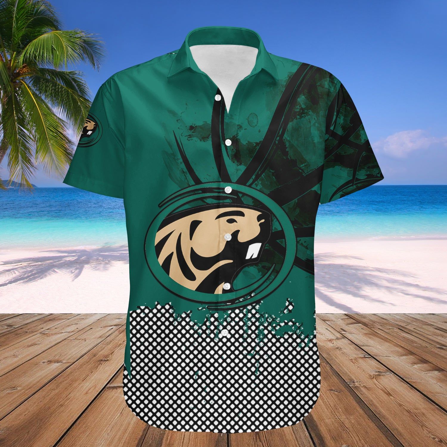 Bemidji State Beavers Hawaii Shirt Basketball Net Grunge Pattern – NCAA