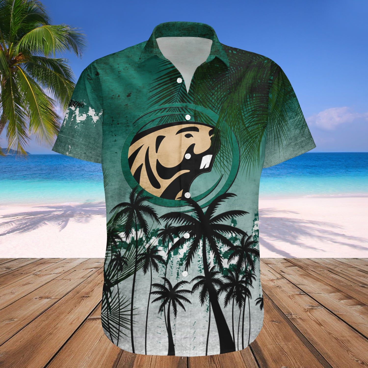 Bemidji State Beavers Hawaii Shirt Coconut Tree Tropical Grunge – NCAA