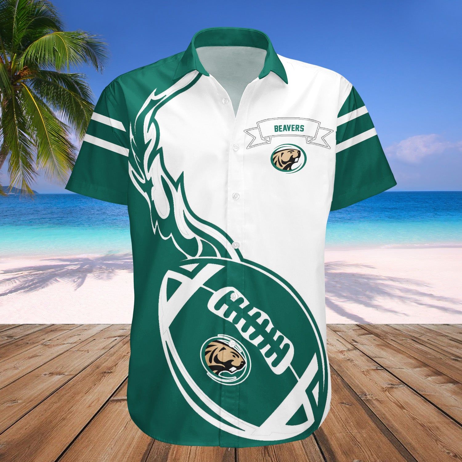 Bemidji State Beavers Hawaii Shirt Flame Ball – NCAA