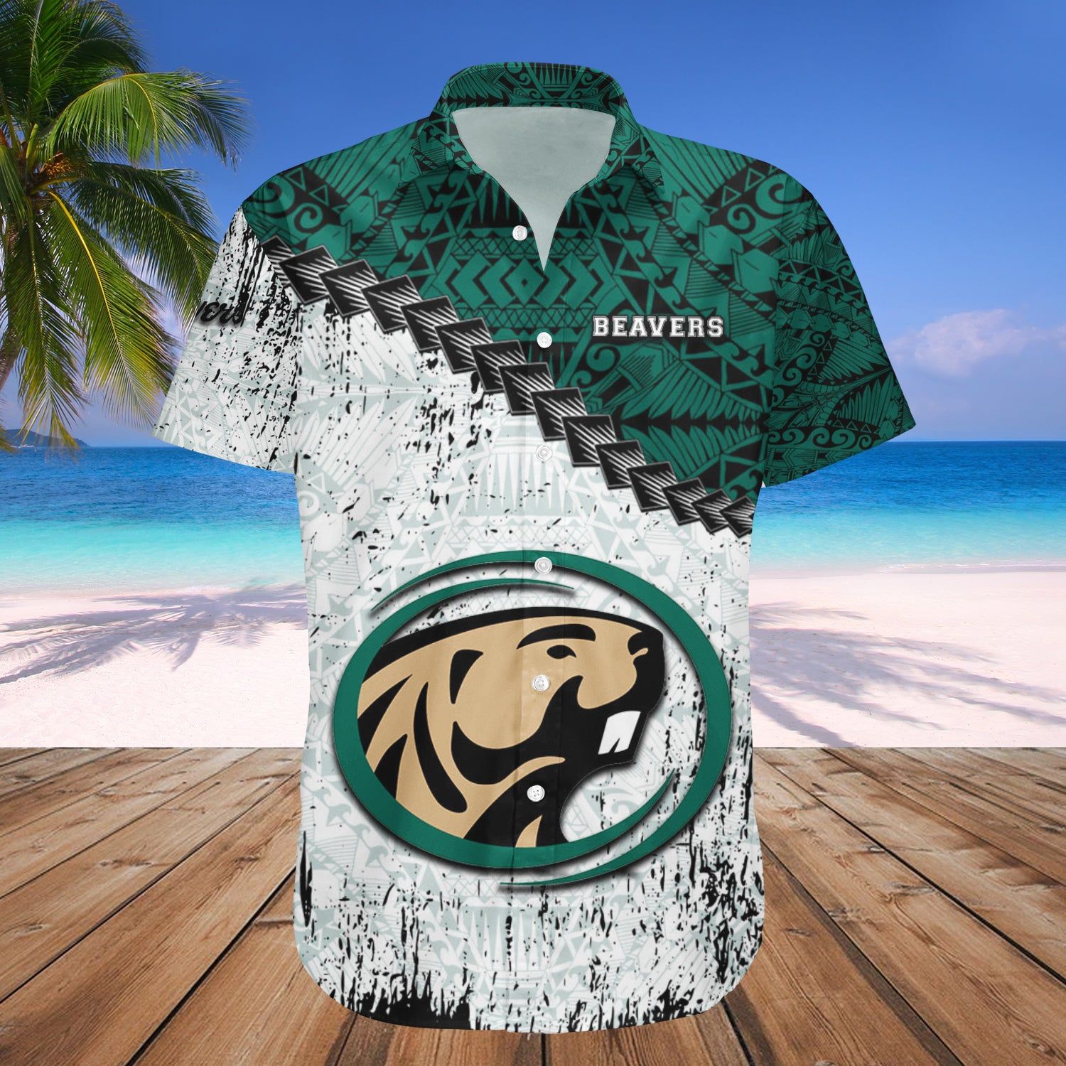 Bemidji State Beavers Hawaii Shirt Grunge Polynesian Tattoo – NCAA