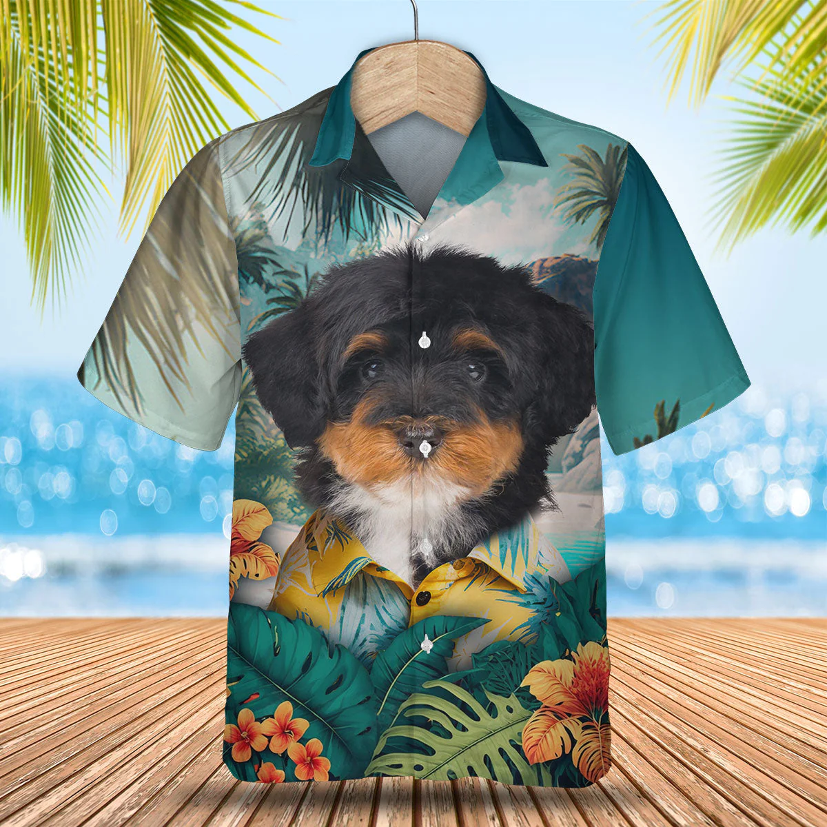 Bernedoodle Mountains Meet Poodles In 3D Hawaiian Tropical Shirt Bernedoodle Mountains Meet Poodles In 3D Hawaiian Tropical Shirt