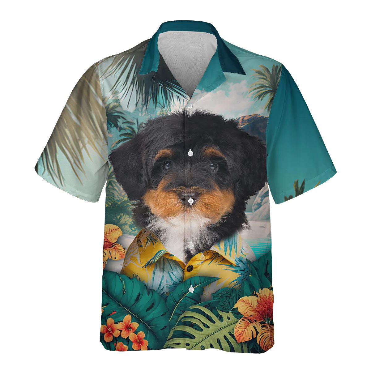 Bernedoodle Mountains Meet Poodles In 3D Hawaiian Tropical Shirt