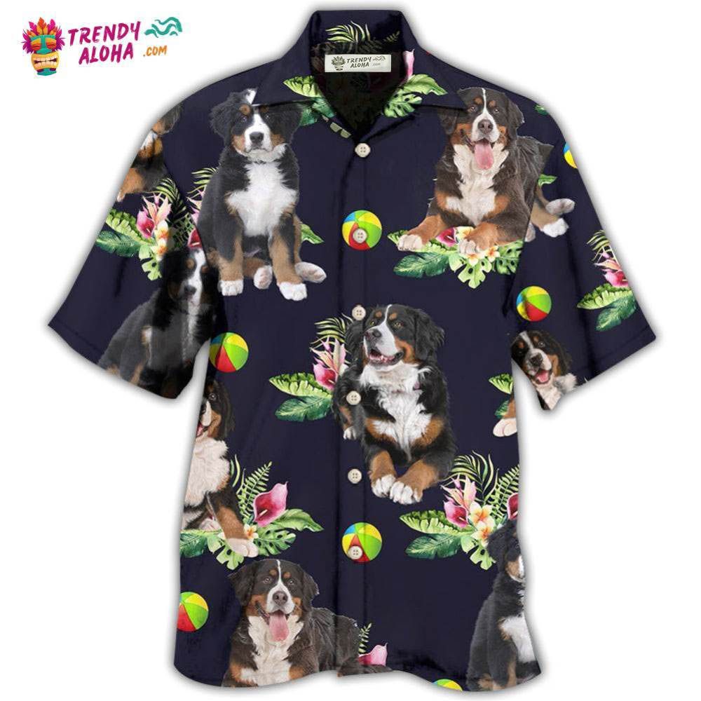 Bernese Mountain Dog Ball Tropical Floral Hawaiian Shirt – Trendy Aloha Bernese Mountain Dog Ball Tropical Floral Hawaiian Shirt – Trendy Aloha