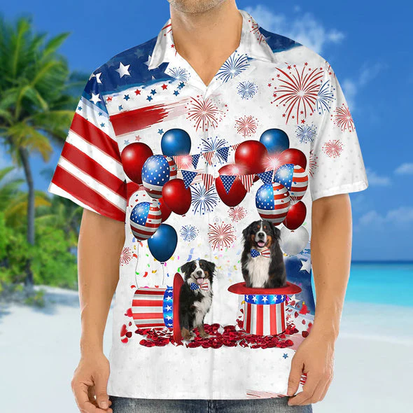 Bernese Mountain Dog Independence Day Trendy Hawaiian Shirt For Men And Women, 4Th Of July Trendy Hawaiian Shirt