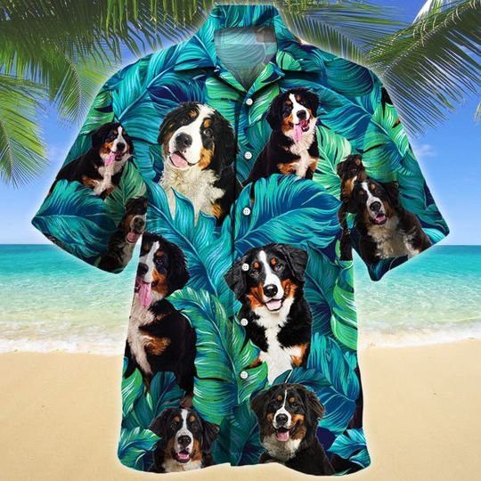 Bernese Mountain Dog Lovers Hawaiian Style For Summertime All Printed 3D Hawaiian Shirt