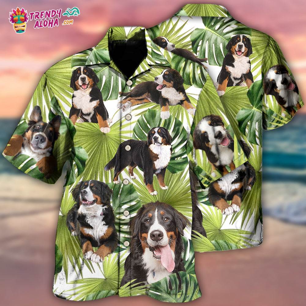 Bernese Mountain Dog Tropical Leaf Lover Hawaiian Shirt – Trendy Aloha