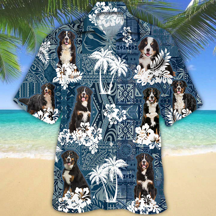 Bernese Mountain Trendy Hawaiian Shirt, Dog Trendy Hawaiian Shirt Men Women, Short Sleeve Hawaiian Aloha Shirt