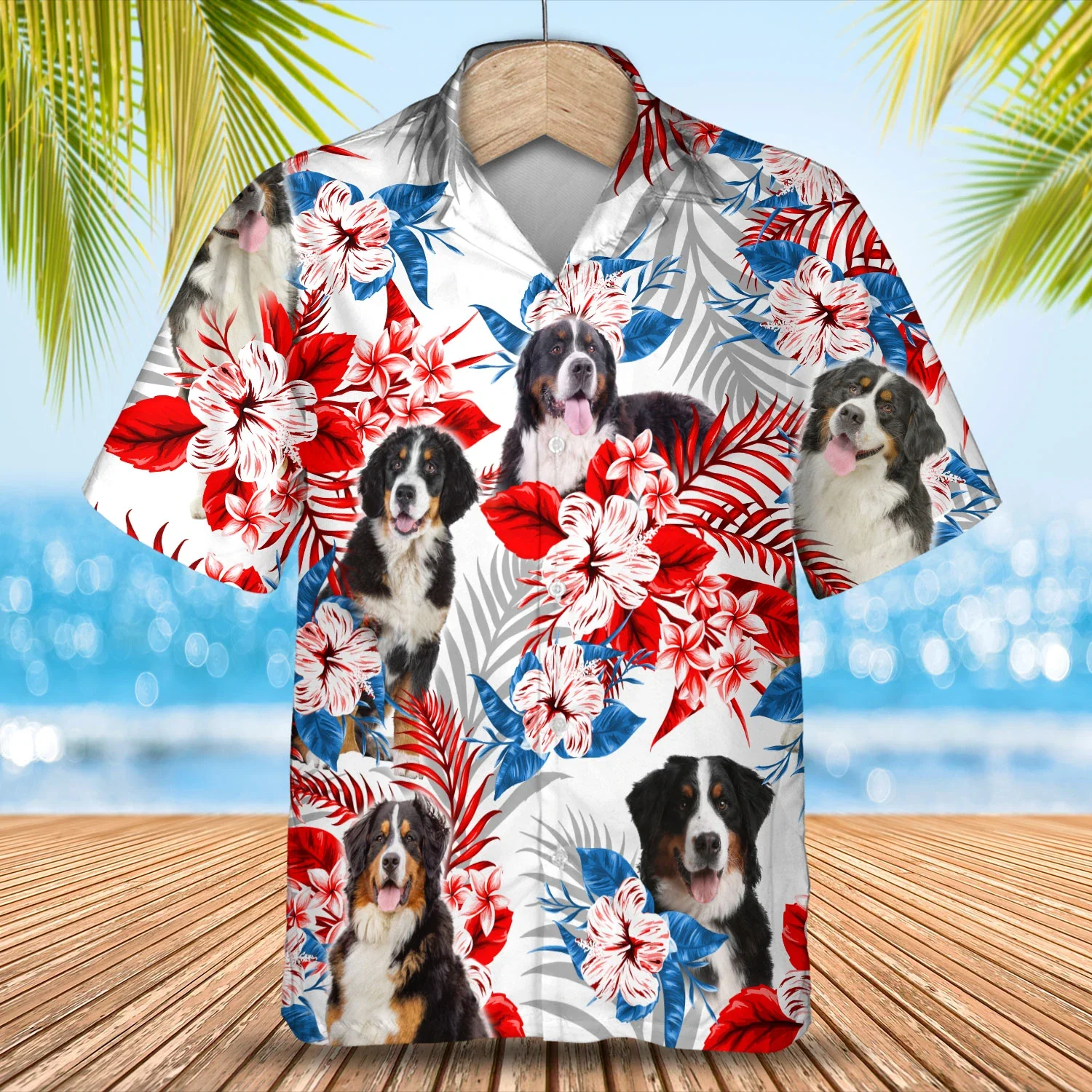 Bernese Mountain Trendy Hawaiian Shirt, Summer Aloha Shirt, Men Trendy Hawaiian Shirt, Women Trendy Hawaiian Shirt