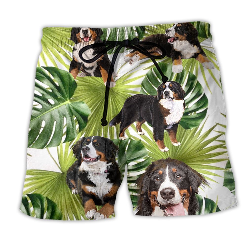 Bernese Mountain Tropical Leaf Dog Lover Cool Style Trendy Aloha Hawaiian Beach Shorts Bernese Mountain Tropical Leaf Dog Lover Cool Style Trendy Aloha Hawaiian Beach Shorts