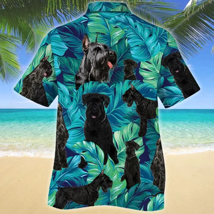Best Gift For Giant Schnauzer Dog Lovers Summer Beach Palm Tree Pattern Trendy Hawaiian Shirt