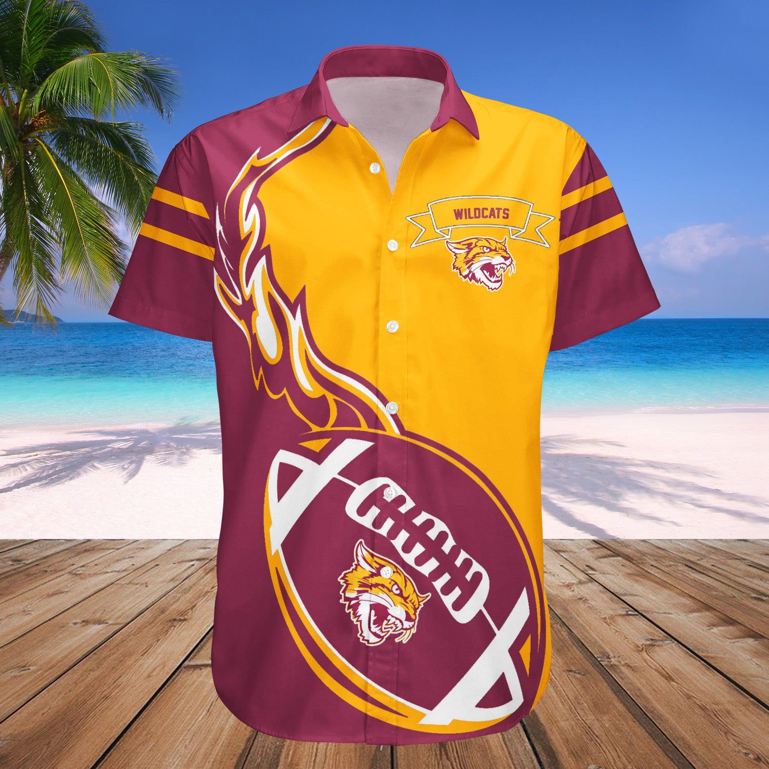 Bethune-Cookman Wildcats Hawaii Shirt Flame Ball – NCAA