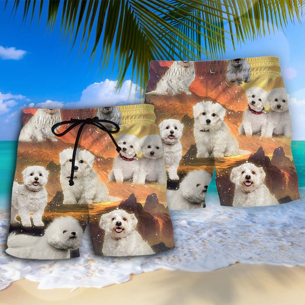 Bichon Frise Dog Lovely Galaxy Trendy Aloha Hawaiian Beach Shorts