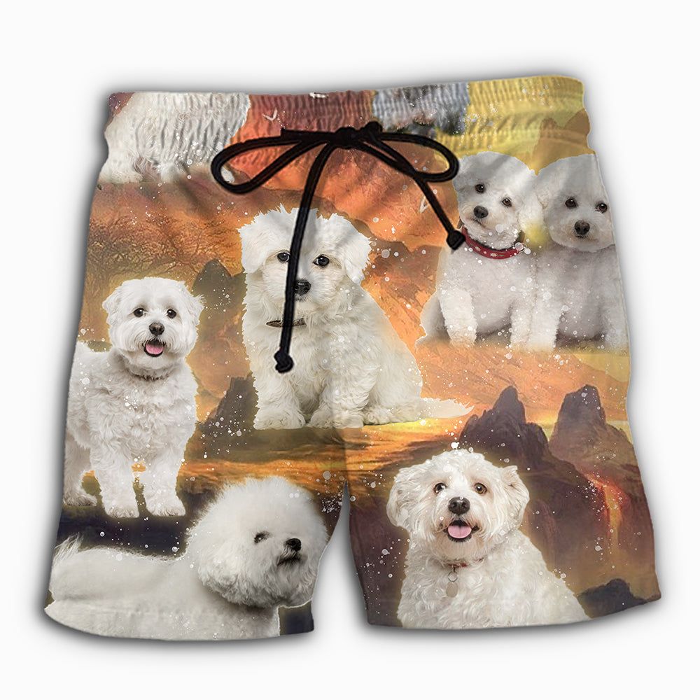 Bichon Frise Dog Lovely Galaxy Trendy Aloha Hawaiian Beach Shorts