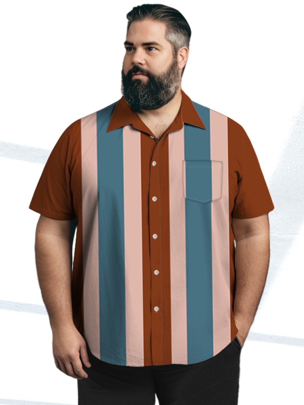 Big & Tall 60S Retro Bowling Quick Drying Hawaiian Shirt Big & Tall 60S Retro Bowling Quick Drying Hawaiian Shirt