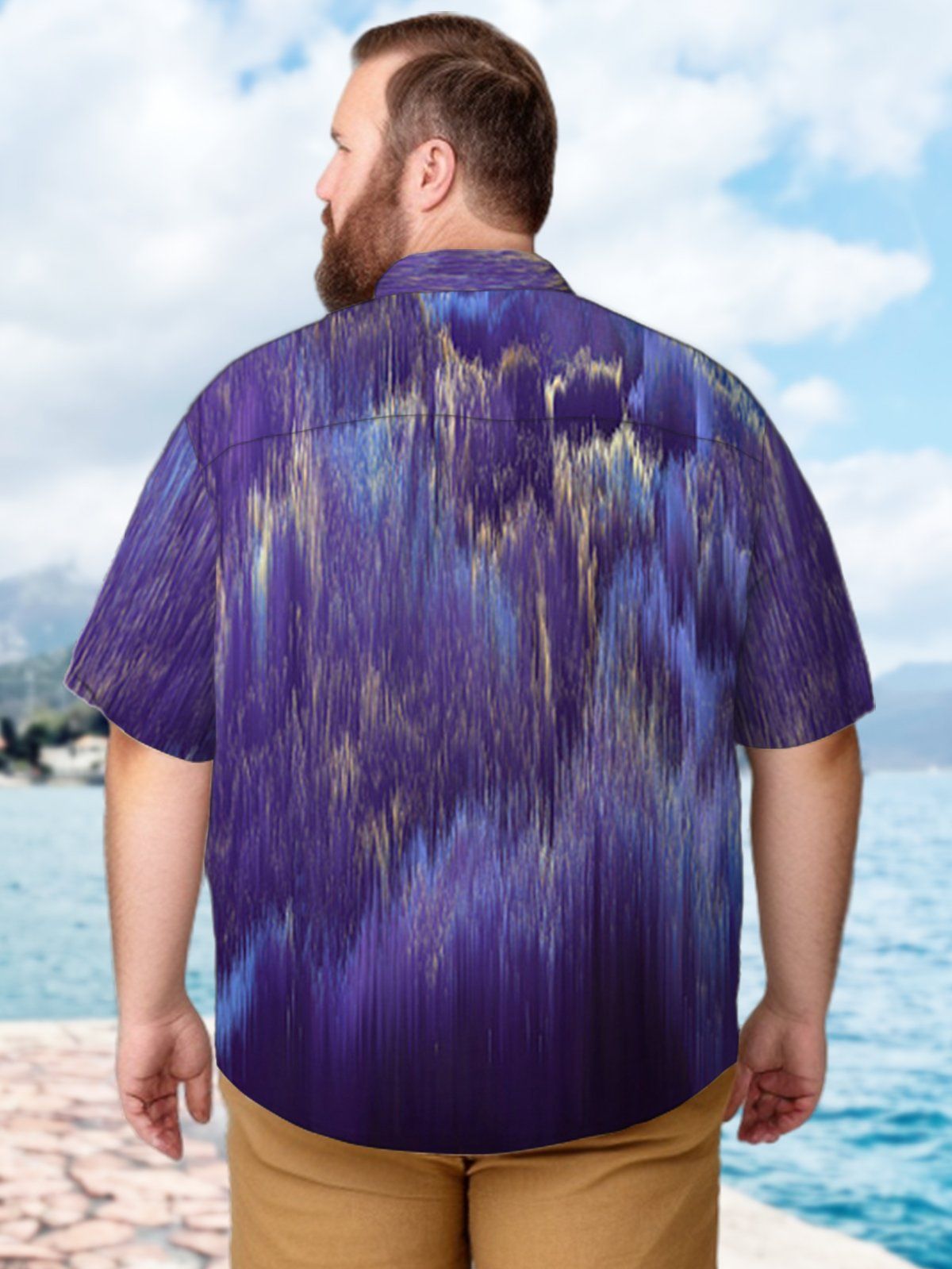 Big & Tall Art Casual Tie-Dye Line Hawaiian Shirt