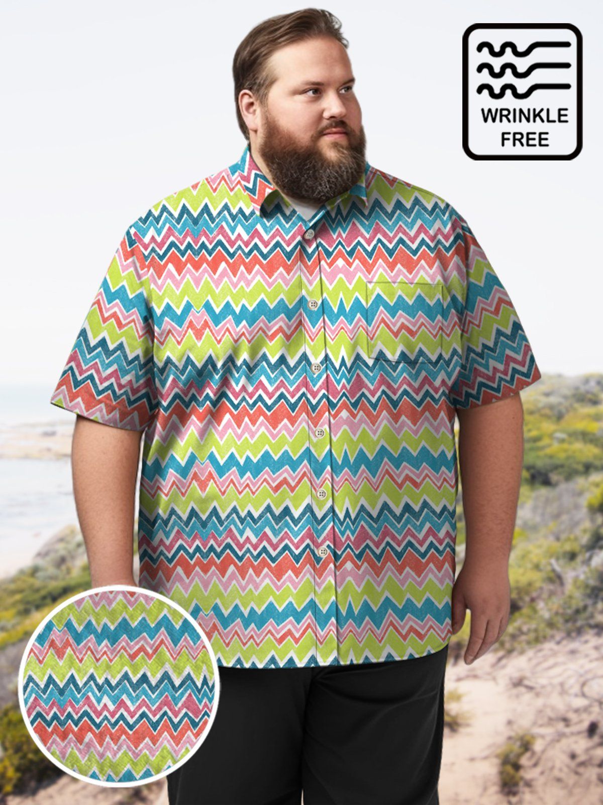 Big & Tall Art Colored Chevron Stripes Hawaiian Shirt Big & Tall Art Colored Chevron Stripes Hawaiian Shirt